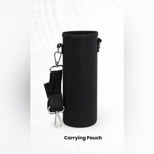 🎒 Black Insulated Water Bottle Carrying Pouch with Strap - New